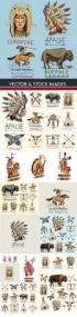 American Indian weapon and animal vintage emblems