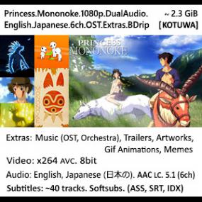 Princess Mononoke 1080p DualAudio English Japanese 6ch hime OST Extras BRrip BDrip [KoTuWa]
