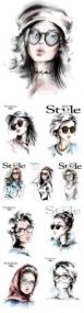 My style Hand drawn beautiful young and fashion girl 5