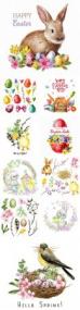 Happy Easter watercolor illustrations and elements for design