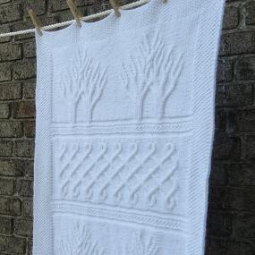 Traveling Double Diamonds Tree of Life Baby Throw - DetroitKnitter [Knitting Pattern]