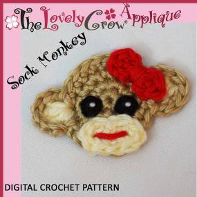 Appliques Sock Monkey and Lamb - The Lovely Crow [Crochet Pattern]