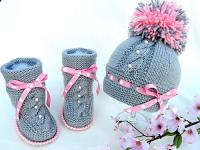 Cable Knit Baby Hat and Bootie Set -Solnishko42 [ Knitting Pattern]