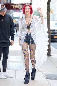 Bella Thorne â€“ See Thru Bra â€“ Out and about with Prince Fox in New York City 071817
