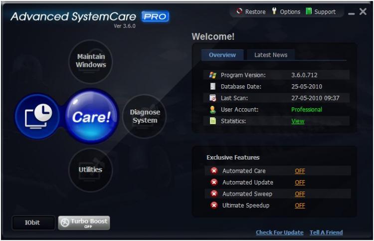 Advanced SystemCare PRO v3.6.0.712 ML Software + Keygen
