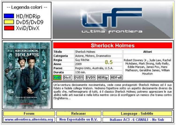 Sherlock Holmes<span style=color:#777> 2009</span> BDMux XviD ITA AC3 PROPER-LiFE