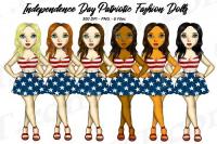 DesignOptimal - 4th of July Fashion Girls Planner Clipart, America USA PNG - 272745